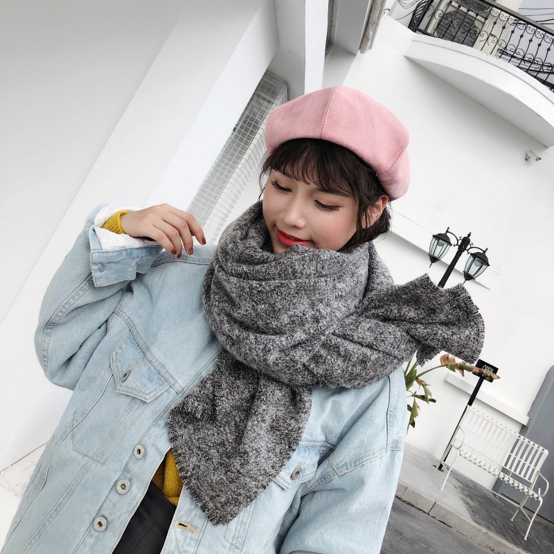 Fashion White+black Color Matching Design Simple Scarf,knitting Wool Scaves