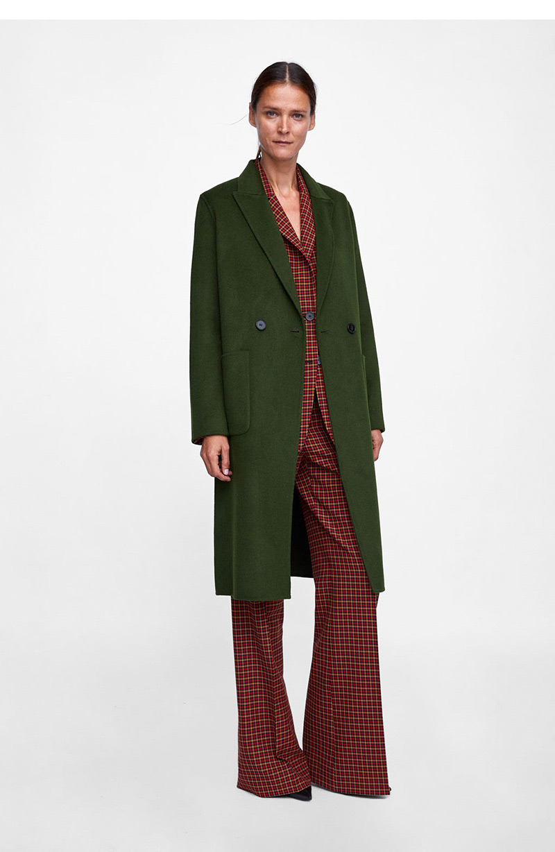 Fashion Green Pure Color Decorated Coat,Coat-Jacket