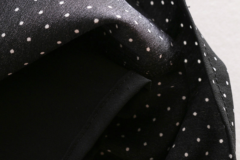Fashion Black Dots Pattern Design Long Sleeves Dress,Long Dress