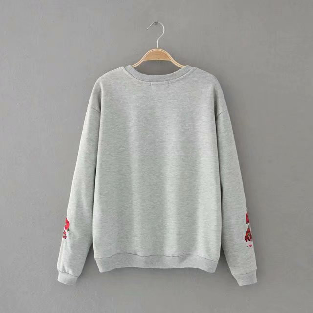 Fashion Gray Round Neckline Design Long Sleeves Hoodie,Tank Tops & Camis