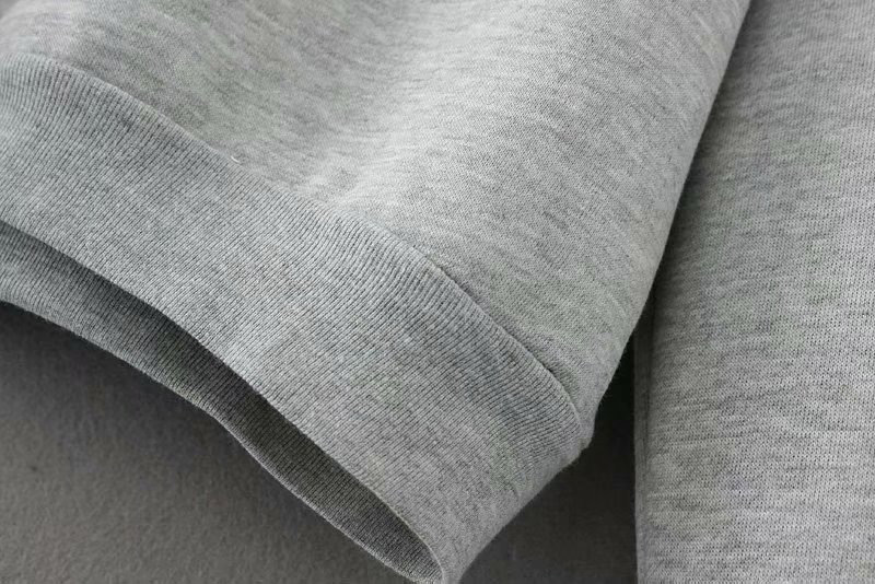 Fashion Gray Round Neckline Design Long Sleeves Hoodie,Tank Tops & Camis