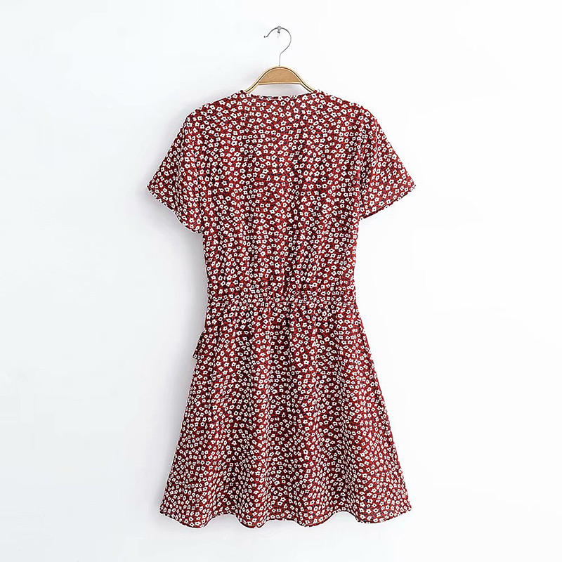 Fashion Red V Neckline Design Short Sleeves Dress,Long Dress