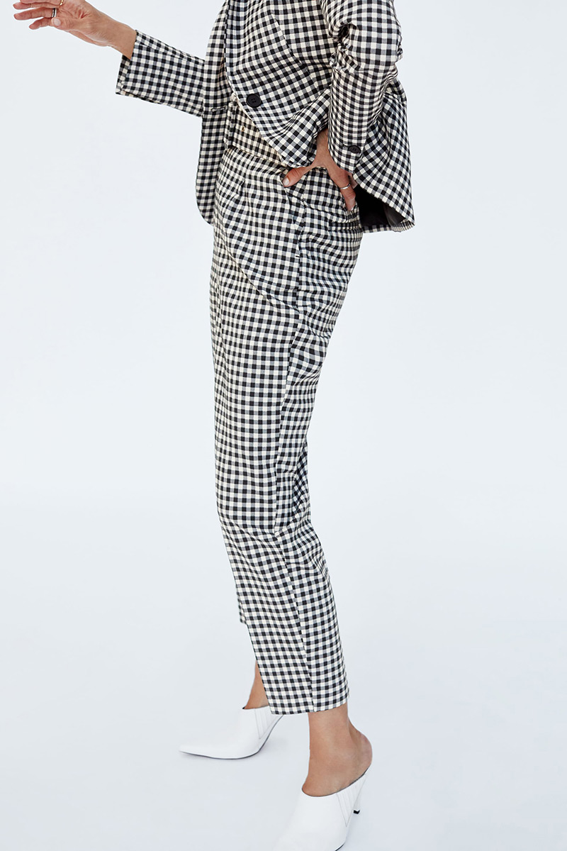 Fashion Black+white Grid Pattern Decorated Long Pants,Pants