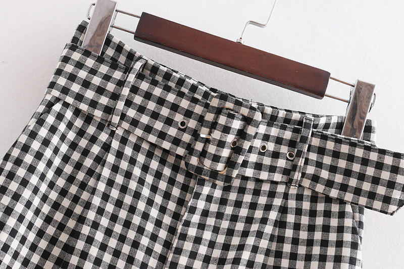 Fashion Black+white Grid Pattern Decorated Long Pants,Pants