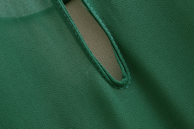 Fashion Green Pure Color Design Round Neckline Dress,Long Dress
