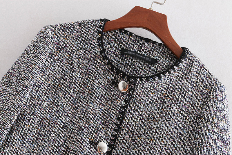 Fashion Gray Round Neckline Design Pure Color Overcoat,Coat-Jacket