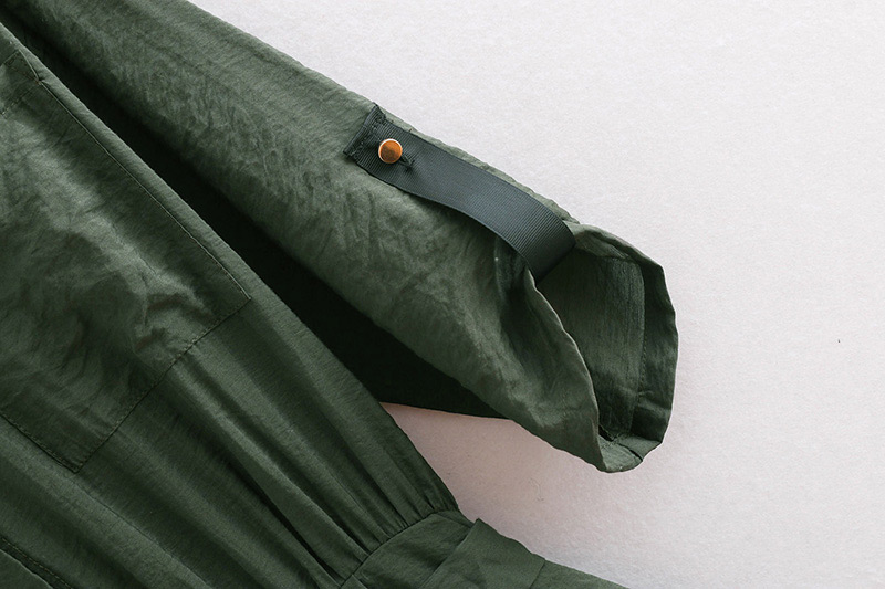 Fashion Olive Pure Color Design Long Sleeves Jumpsuit,Pants