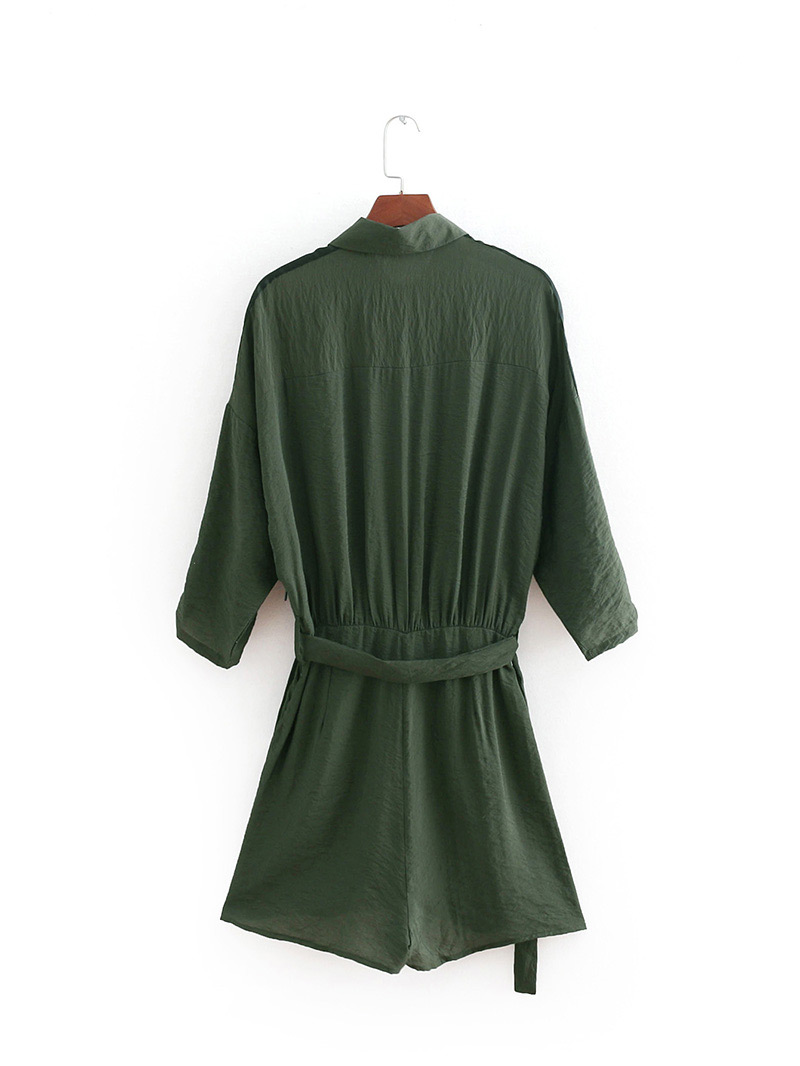 Fashion Olive Pure Color Design Long Sleeves Jumpsuit,Pants