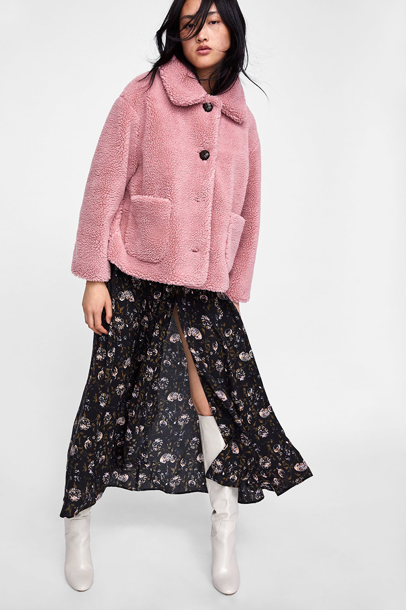 Fashion Pink Pure Color Design Long Sleeves Coat,Coat-Jacket