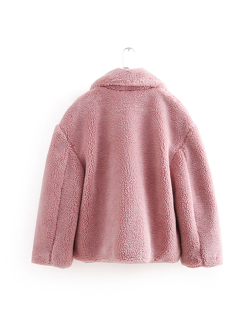 Fashion Pink Pure Color Design Long Sleeves Coat,Coat-Jacket