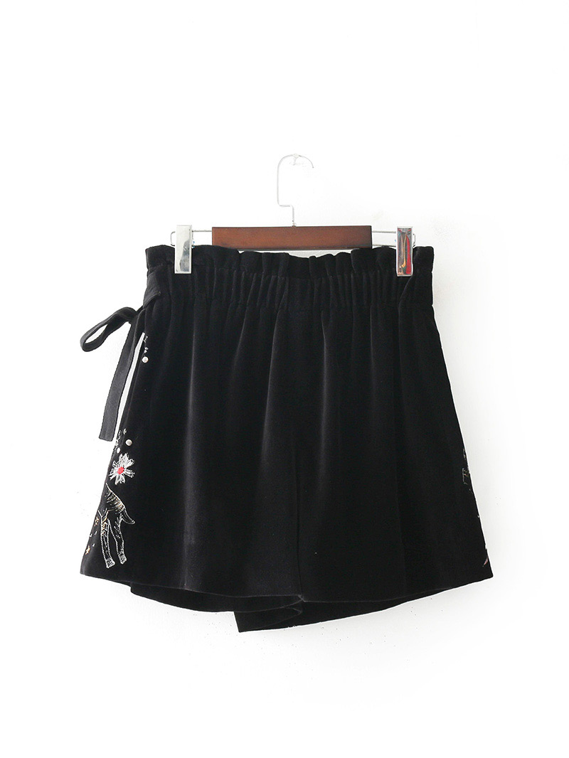 Fashion Black Dandelion&girl Pattern Decorated Skirt,Shorts