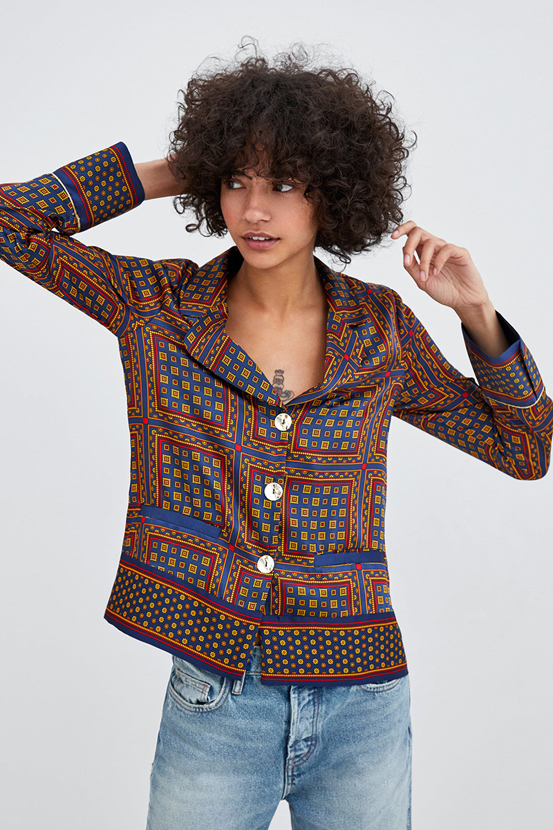 Fashion Multi-color Grid Pattern Decorated Pajamas Shirt,Tank Tops & Camis