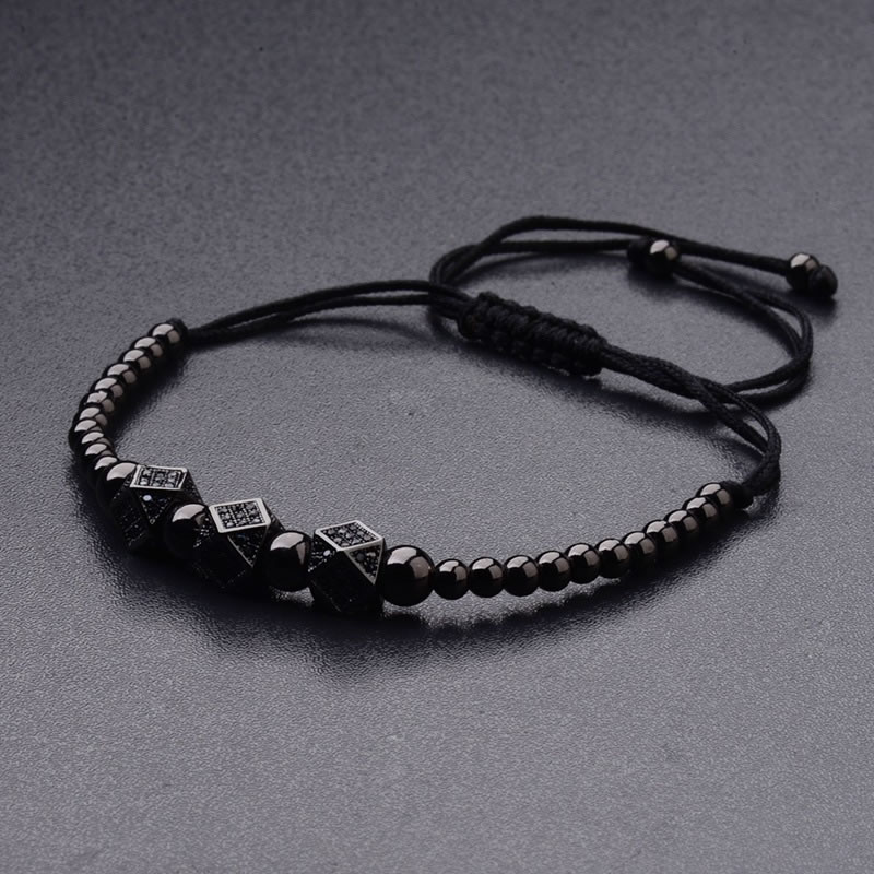 Fashion Black Rhombus Shape Decorated Hand-woven Bracelet,Fashion Bracelets