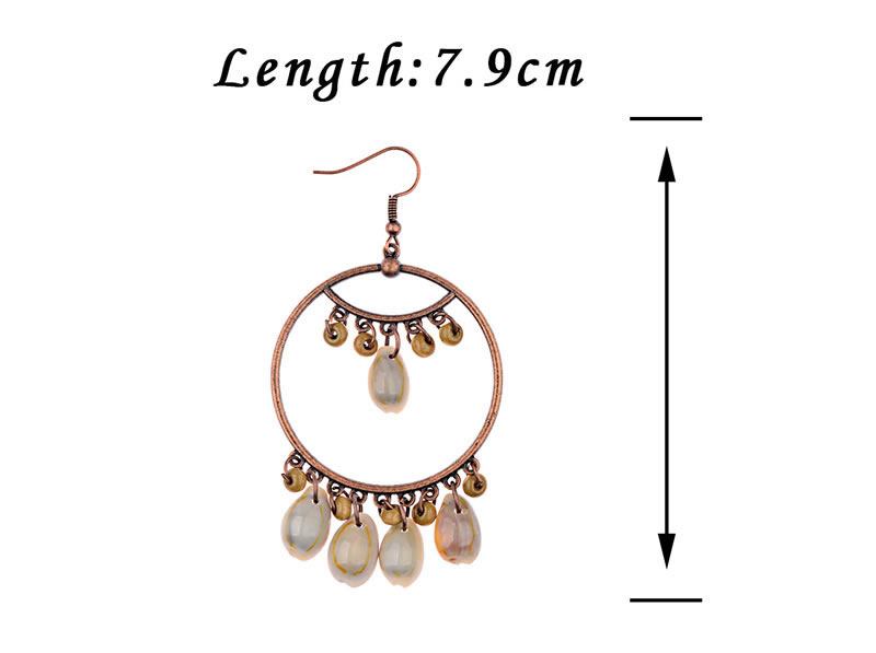 Fashion Beige Beads Decorated Circular Ring Earrings,Drop Earrings