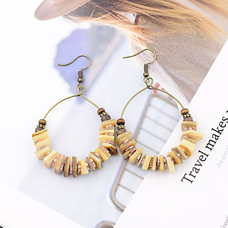 Fashion Yellow Irregular Shape Design Circular Ring Earrings,Drop Earrings