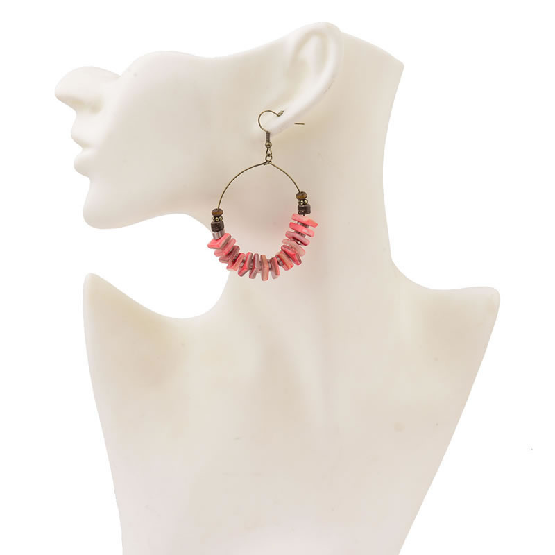 Fashion Pink Irregular Shape Design Circular Ring Earrings,Drop Earrings