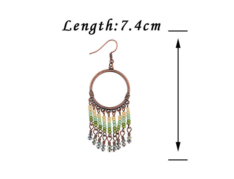 Vinatge Brown Beads Decorated Long Tassel Earrings,Drop Earrings