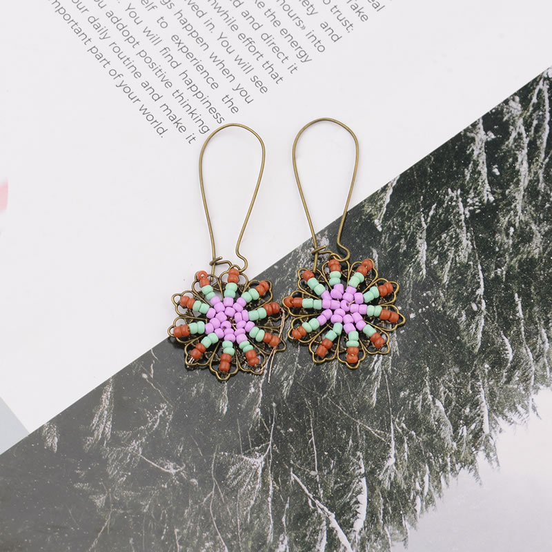 Vinatge Pink+brown Flowers Shape Design Beads Earrings,Drop Earrings