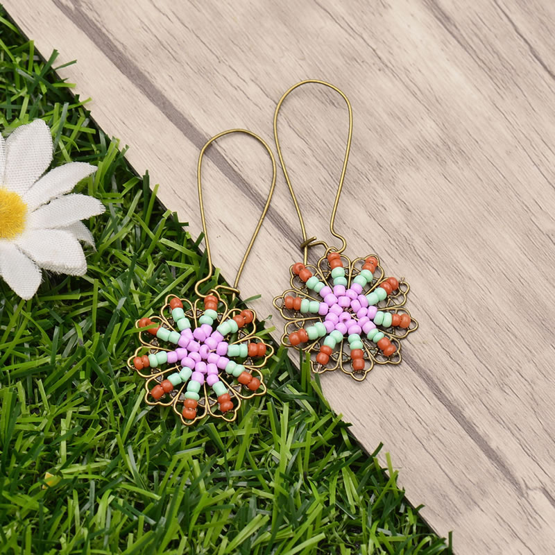 Vinatge Pink+orange Flowers Shape Design Beads Earrings,Drop Earrings