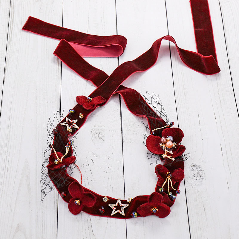 Fashion Red Star&flowers Decorated Hair Accessory,Hair Ribbons