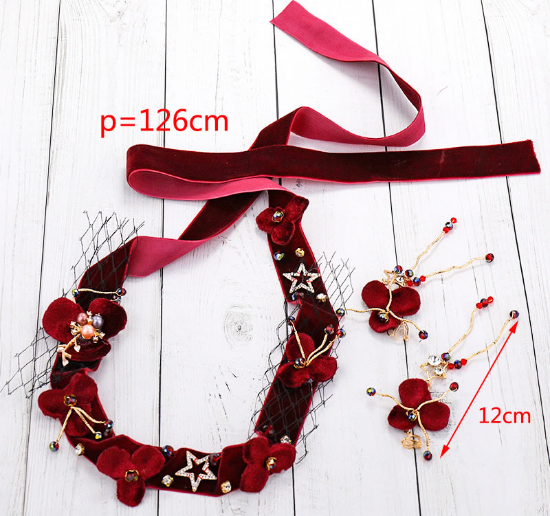 Fashion Red Star&flowers Decorated Hair Accessory,Hair Ribbons