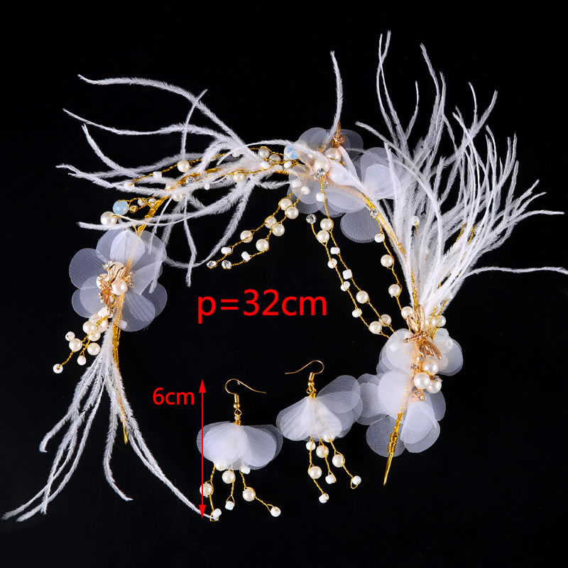 Fashion White Feather&flowers Decorated Bride Hair Accessory,Hair Ribbons