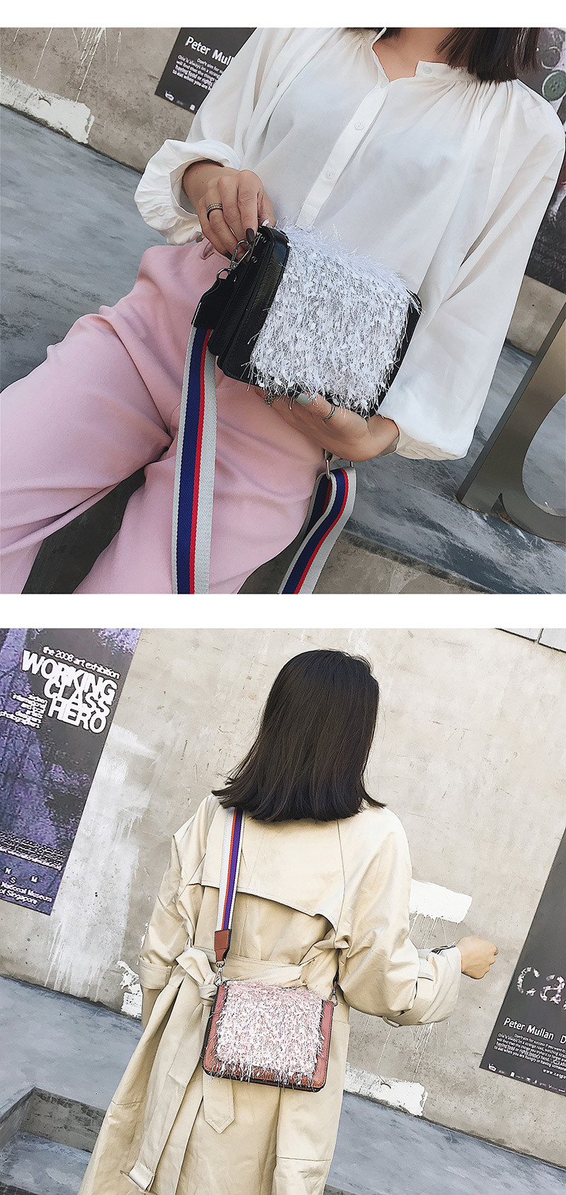 Fashion White Wide-strap Design Square Shape Shoulder Bag,Shoulder bags