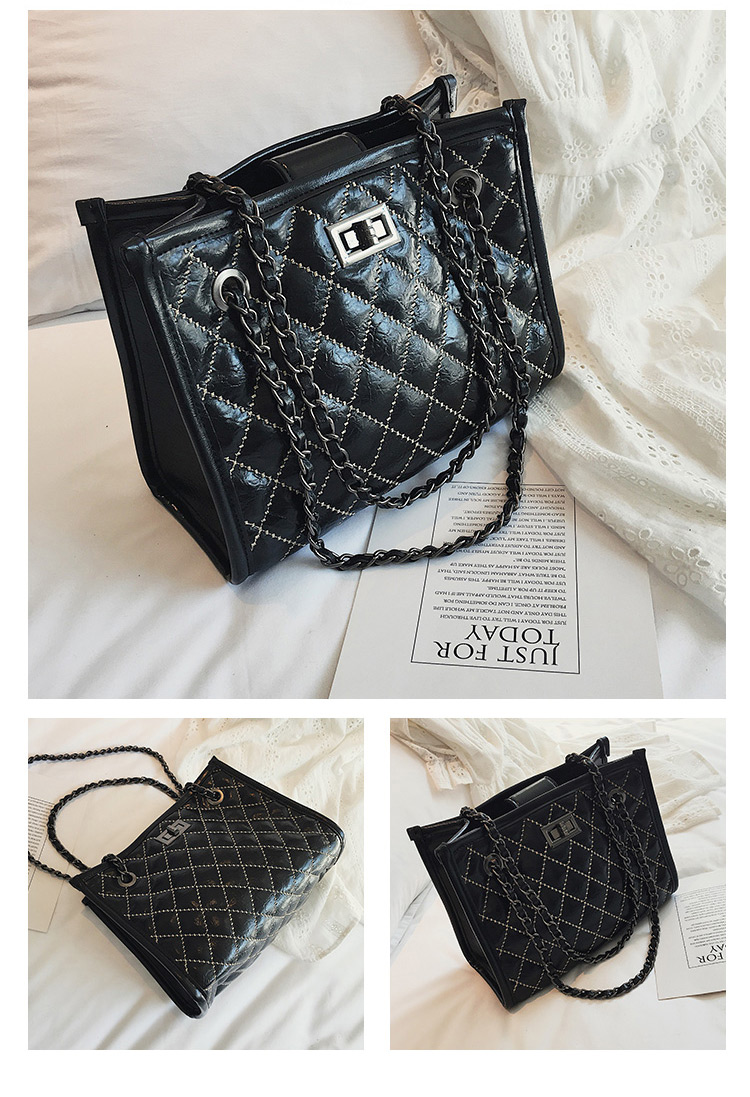 Fashion Black Grid Pattern Design Pure Color Shoulder Bag,Shoulder bags