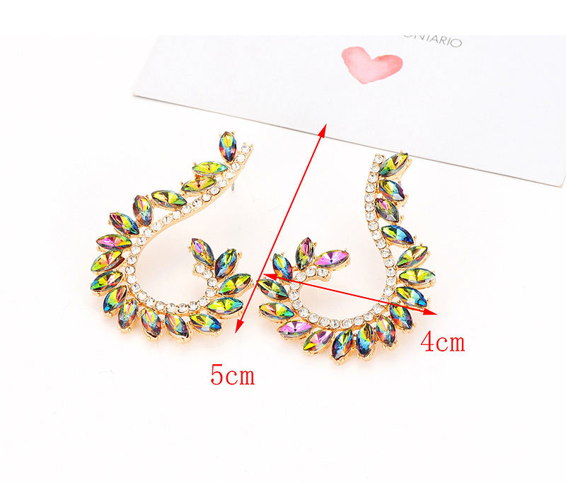 Elegant Multi-color Diamond Decorated Color Matching Earrings,Stud Earrings