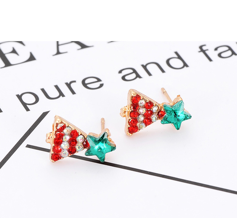 Elegant Multi-color Christmas Tree Shape Design Simple Earrings,Stud Earrings