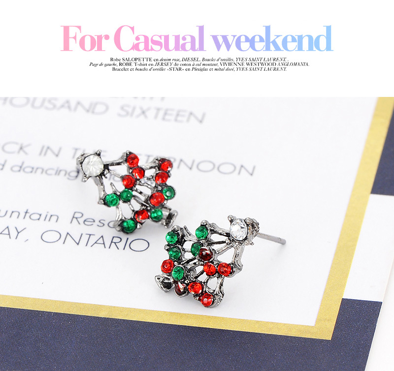 Elegant Multi-color Christmas Tree Shape Design Hollow Out Earrings,Stud Earrings