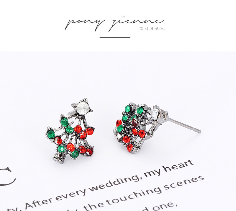Elegant Multi-color Christmas Tree Shape Design Hollow Out Earrings,Stud Earrings