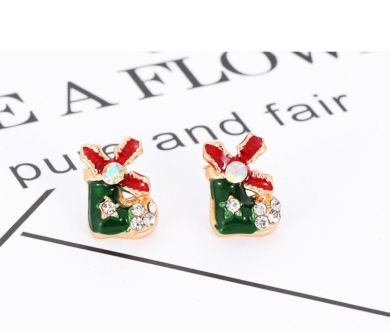 Elegant Multi-color Christmas Stockings Shape Design Earrings,Stud Earrings