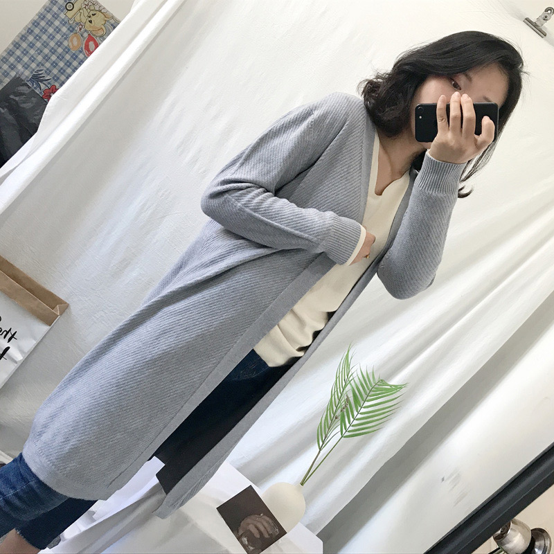 Fashion Beige Pure Color Design Long Sleeves Cardigan,Sweater