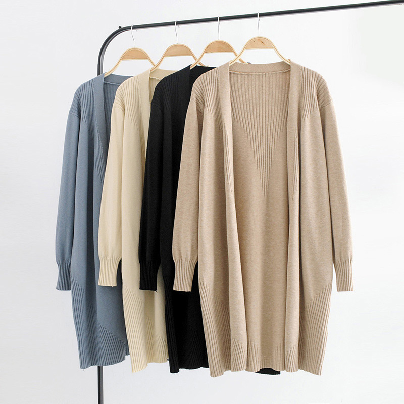 Fashion Beige Long Sleeves Design Pure Color Cardigan,Sweater