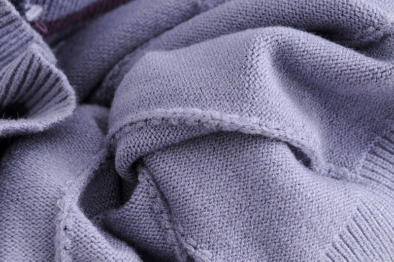 Fashion Gray+blue Color Matching Design V Neckline Cardigan,Sweater