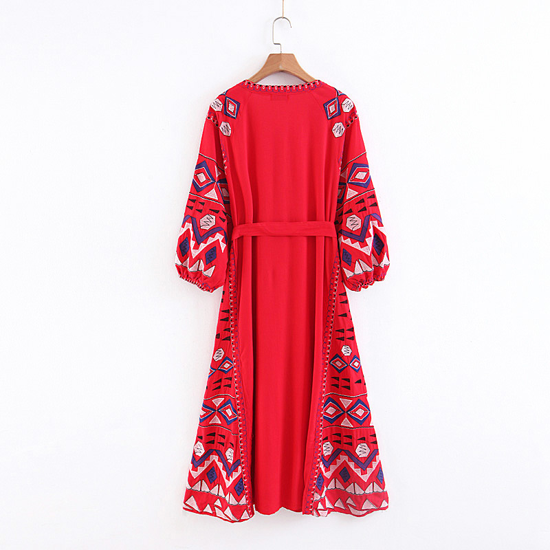 Fashion Red Tassel Decorated V Neckline Long Dress,Long Dress