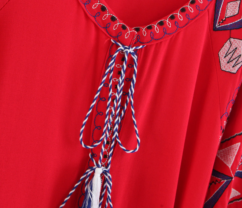Fashion Red Tassel Decorated V Neckline Long Dress,Long Dress