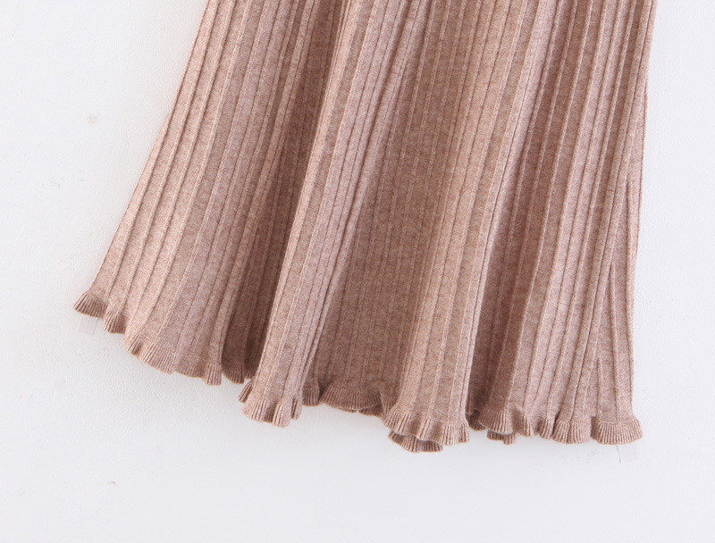Fashion Beige Pure Color Decorated Knitted Skirt,Skirts