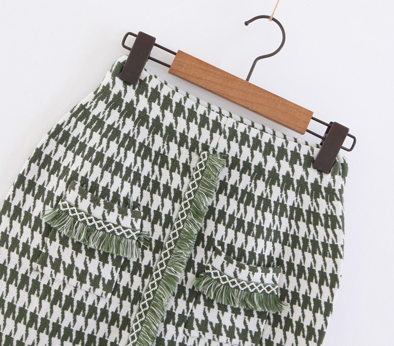 Fashion Green Tassel Decorated Simple Knitted Skirt,Skirts