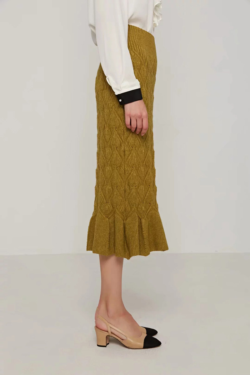 Fashion Yellow Rhombus Shape Pattern Design Pure Color Skirt,Skirts