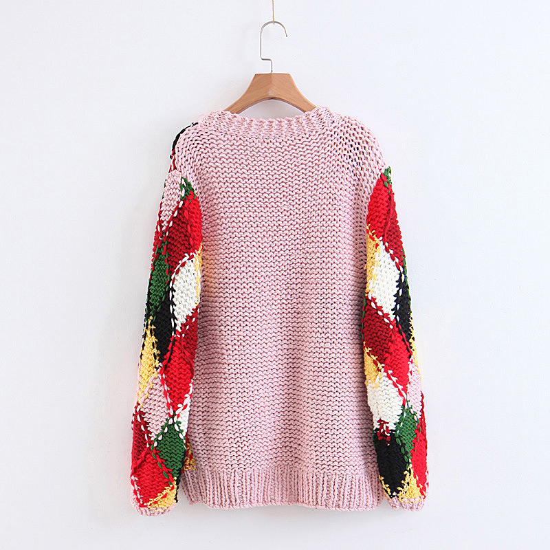 Fashion Beige Rhombus Shape Pattern Design Simple Sweater,Sweater