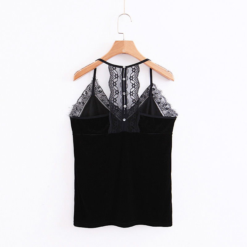 Fashion Black V Neckline Design Pure Color Vest,Tank Tops & Camis
