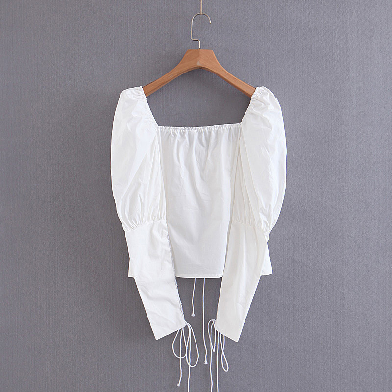 Fashion White Pure Color Design Long Sleeves Blouse,Tank Tops & Camis