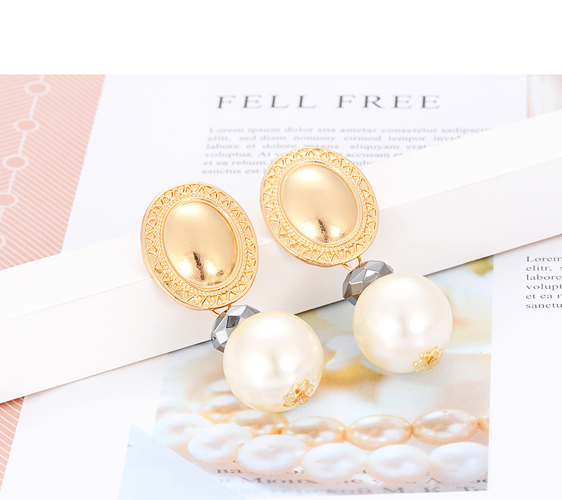 Elegant Gold Color Pearls Decorated Simple Earrings,Stud Earrings