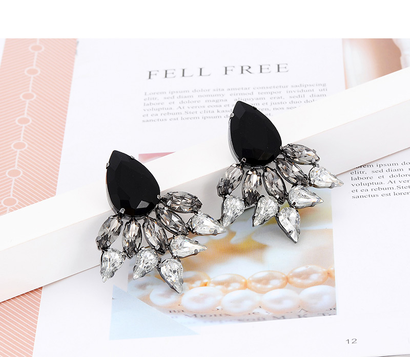 Elegant Black Waterdrop Shape Design Hollow Out Earrings,Stud Earrings