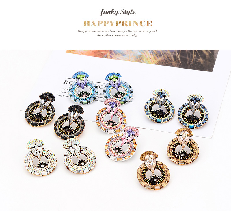 Elegant Multi-color Full Diamond Design Hollow Out Earrings,Stud Earrings