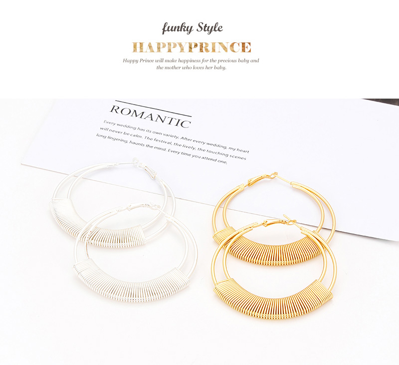 Elegant Gold Color Circular Ring Design Pure Color Earrings,Hoop Earrings