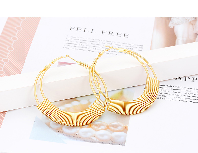 Elegant Gold Color Circular Ring Design Pure Color Earrings,Hoop Earrings
