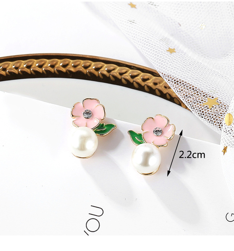 Elegant Pink Flower&pearl Decorated Simple Earrings,Stud Earrings